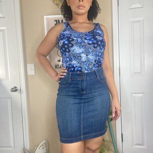 Denim Knee Length Skirt